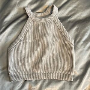 Gray Ribbed Women's Top